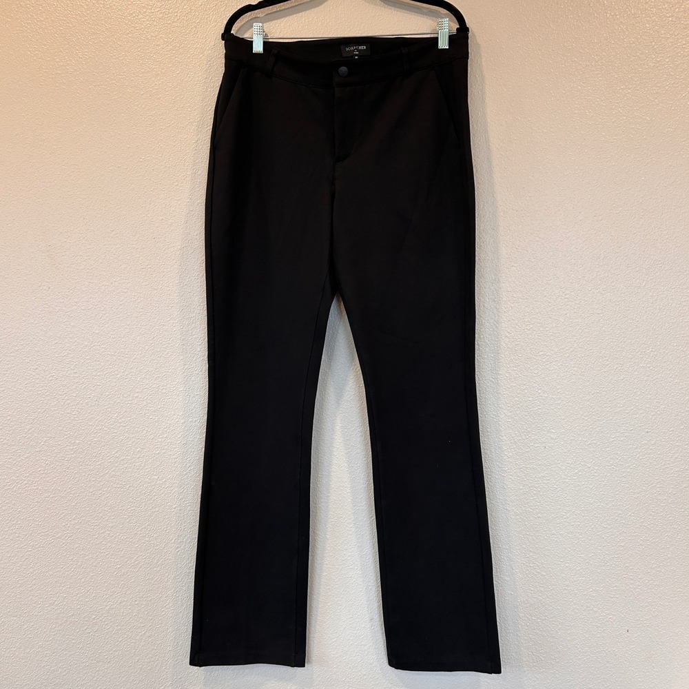 NYDJ Sculpt-Her Black Compression Ponte Knit Straight Leg Pants Size 10